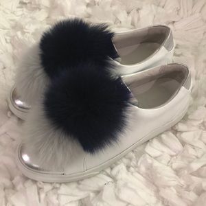 White sneakers with Pom Poms